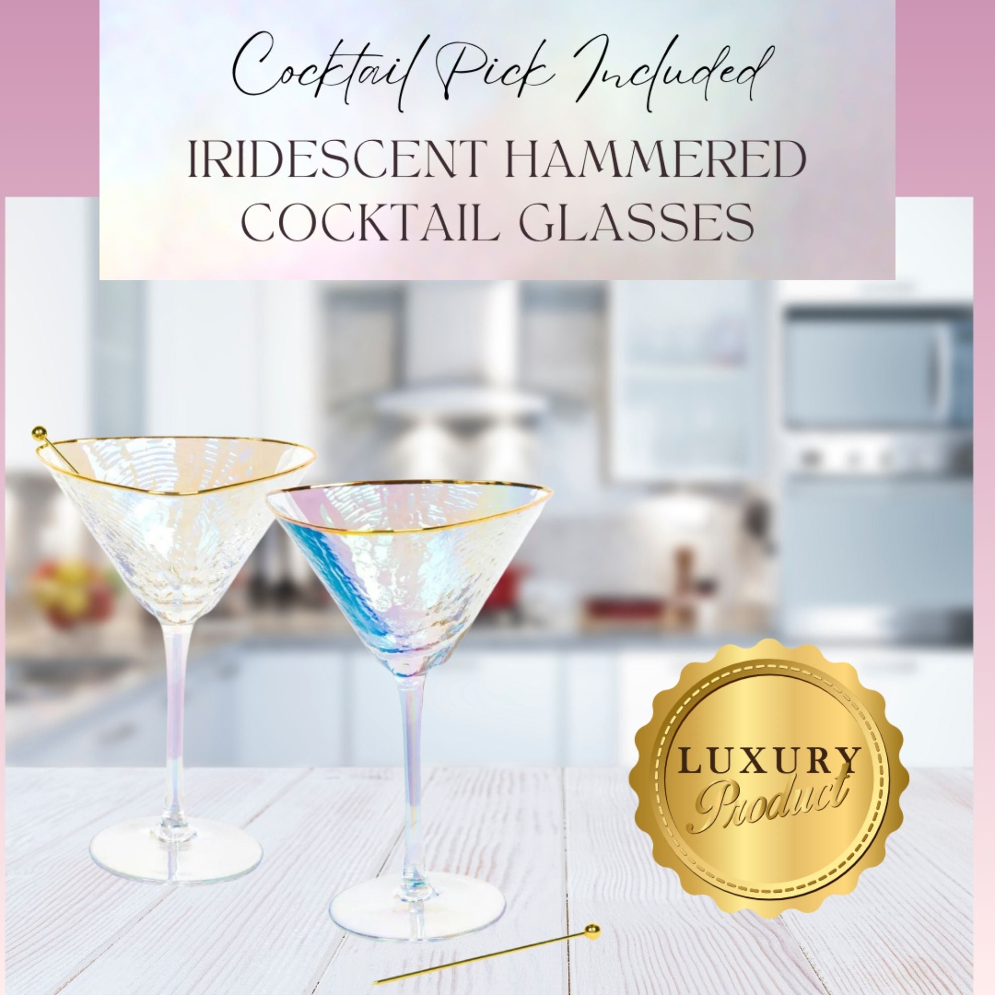 Iridescent Hammered Martini & Cocktail Glasses Sister.ly Drinkware