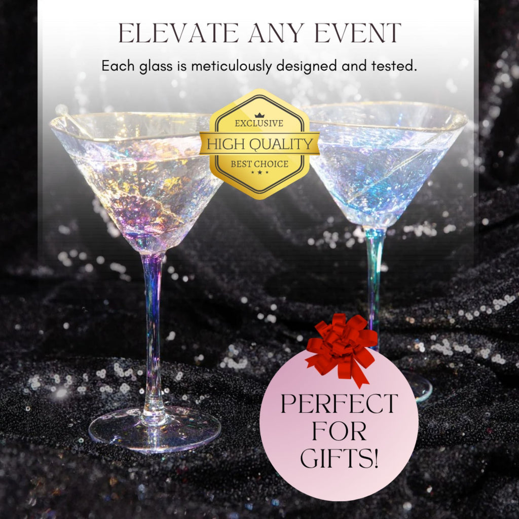 Iridescent Hammered Martini & Cocktail Glasses Sister.ly Drinkware