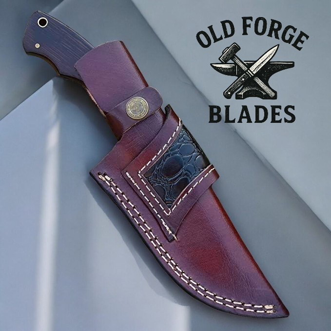 Premium Damascus Steel Knife – 10" Dark Wood Handle OLD FORGE BLADES