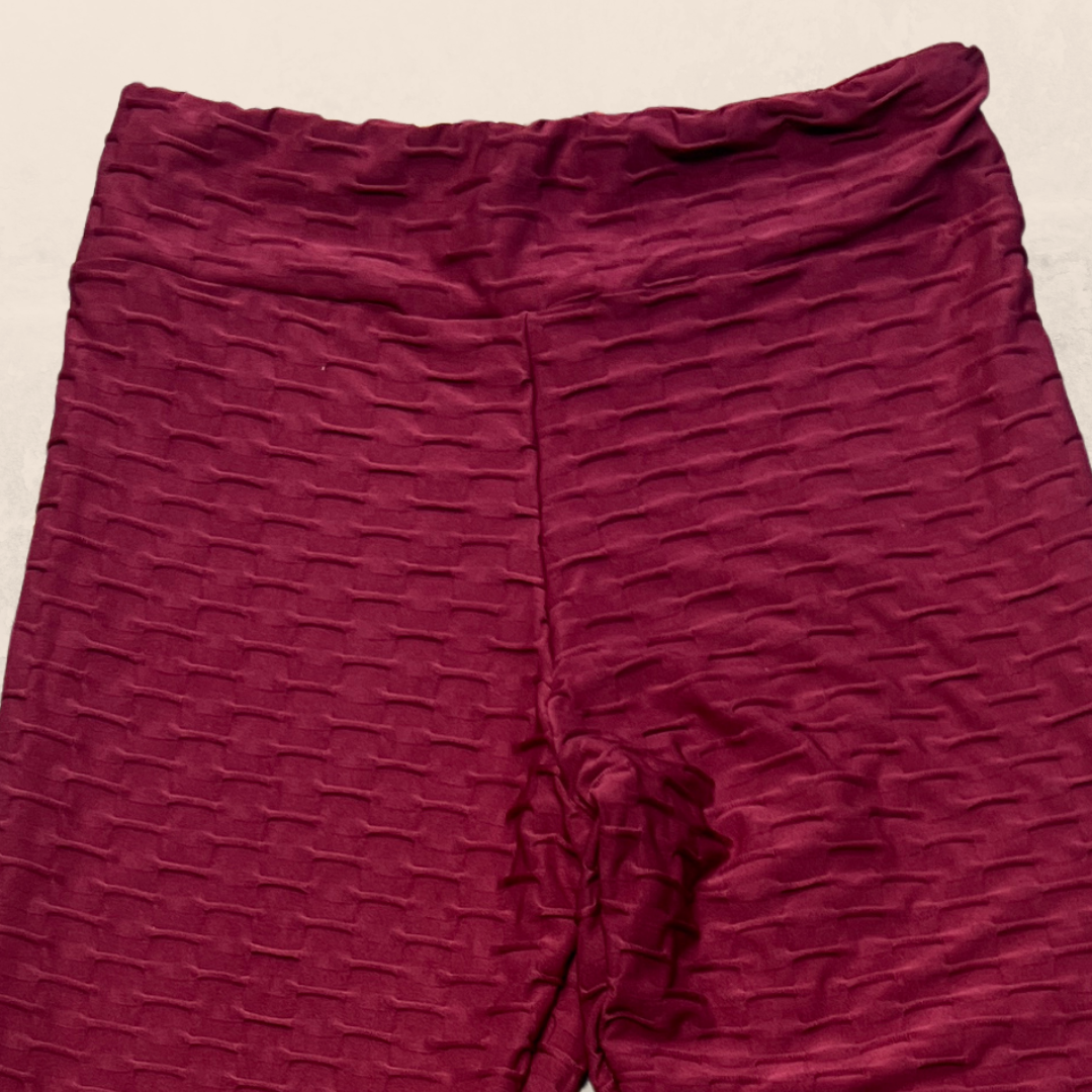 Basket Weave Jacquard Long Legging - Merlot