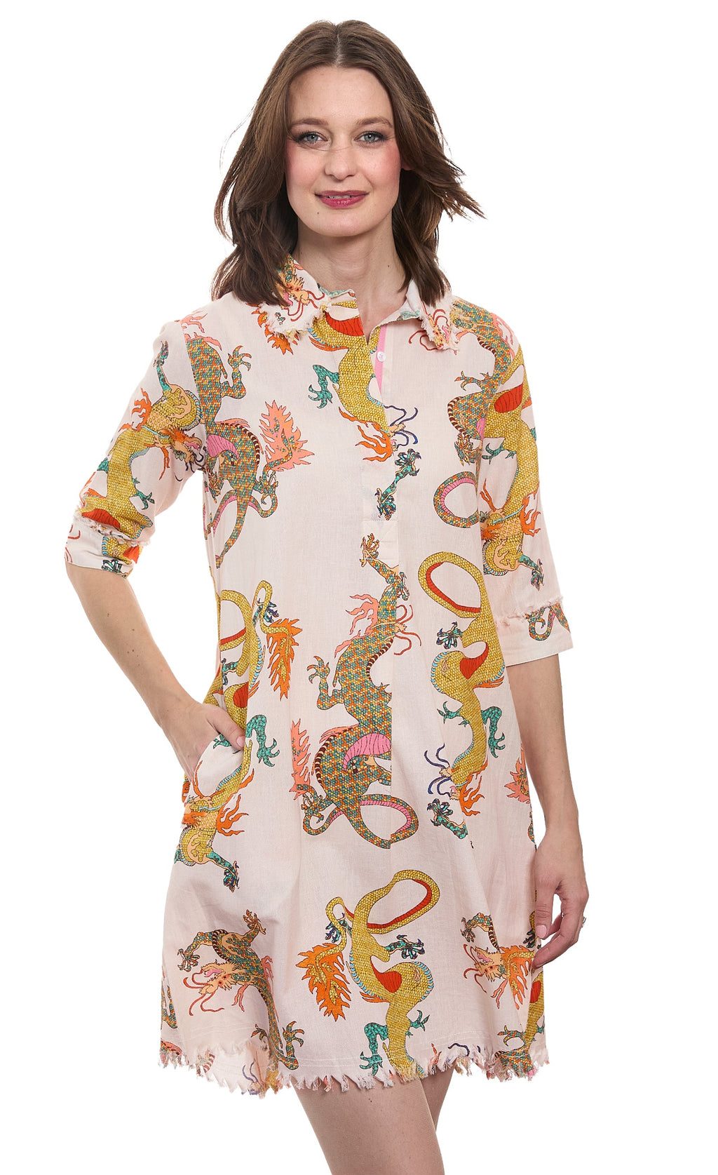 Chatham Natural Ground Dragon Print Cotton Linen