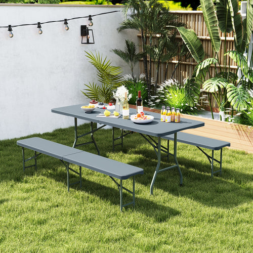 6 Feet Plastic Folding Bench Portable Seat with Handle and Lock GemGear