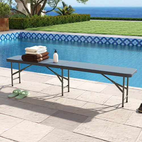 6 Feet Plastic Folding Bench Portable Seat with Handle and Lock GemGear