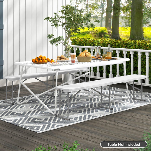 6 Feet Plastic Folding Bench Picnic Camping Dining Seat with Carrying Handle-White GemGear