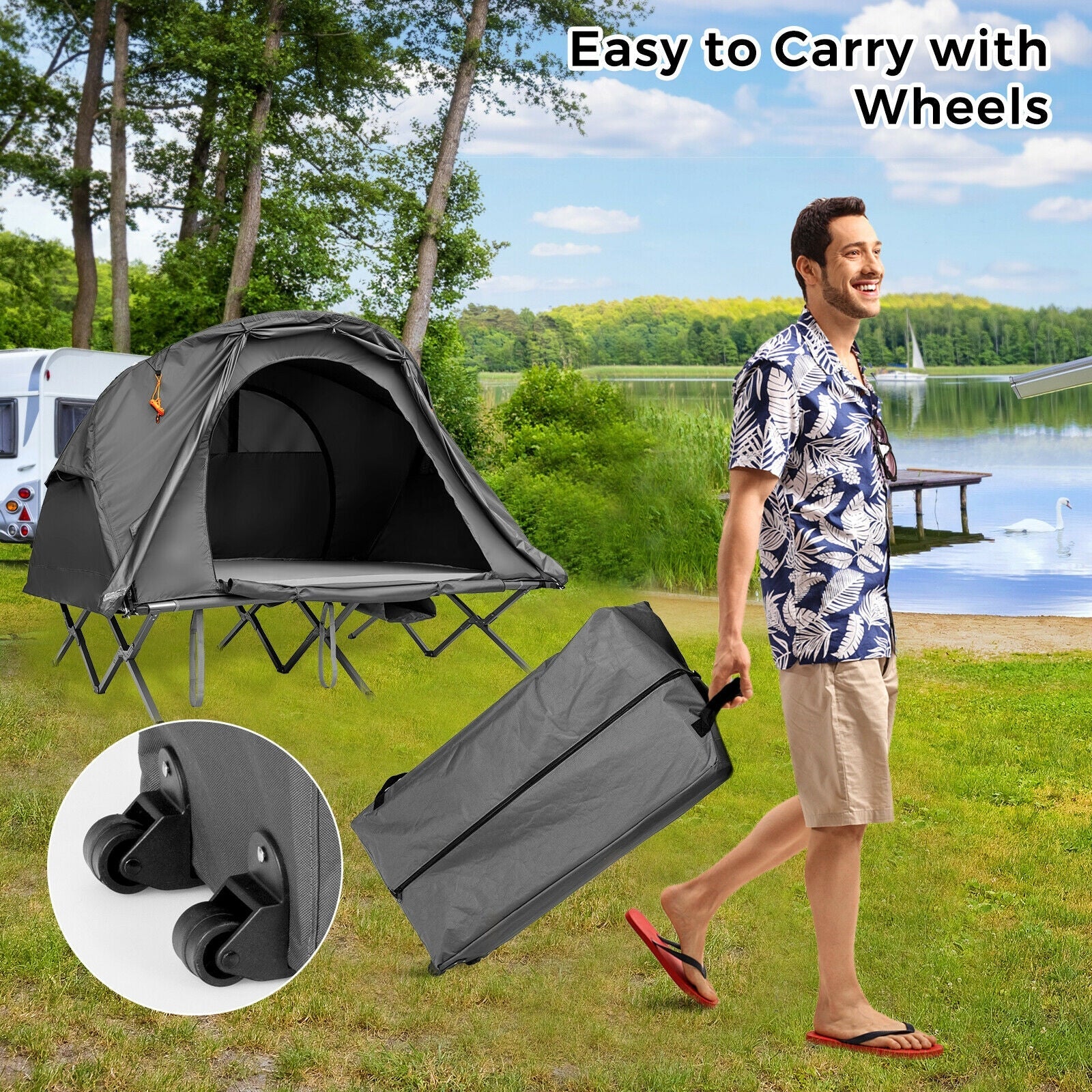 2-Person Outdoor Camping Tent with External Cover