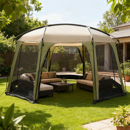 6-8 Person Netted Canopy Tent with Zippered Door GemGear