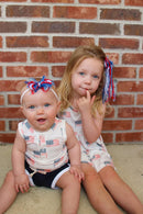 4th of July Flag Print Bamboo Peplum Top & Bike Shorts Little Joy Co.