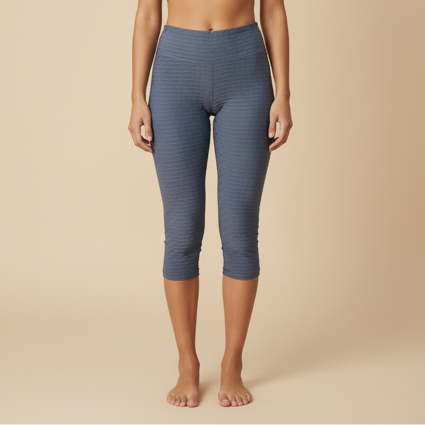 Basket Weave Jacquard Capri Legging - Charcoal