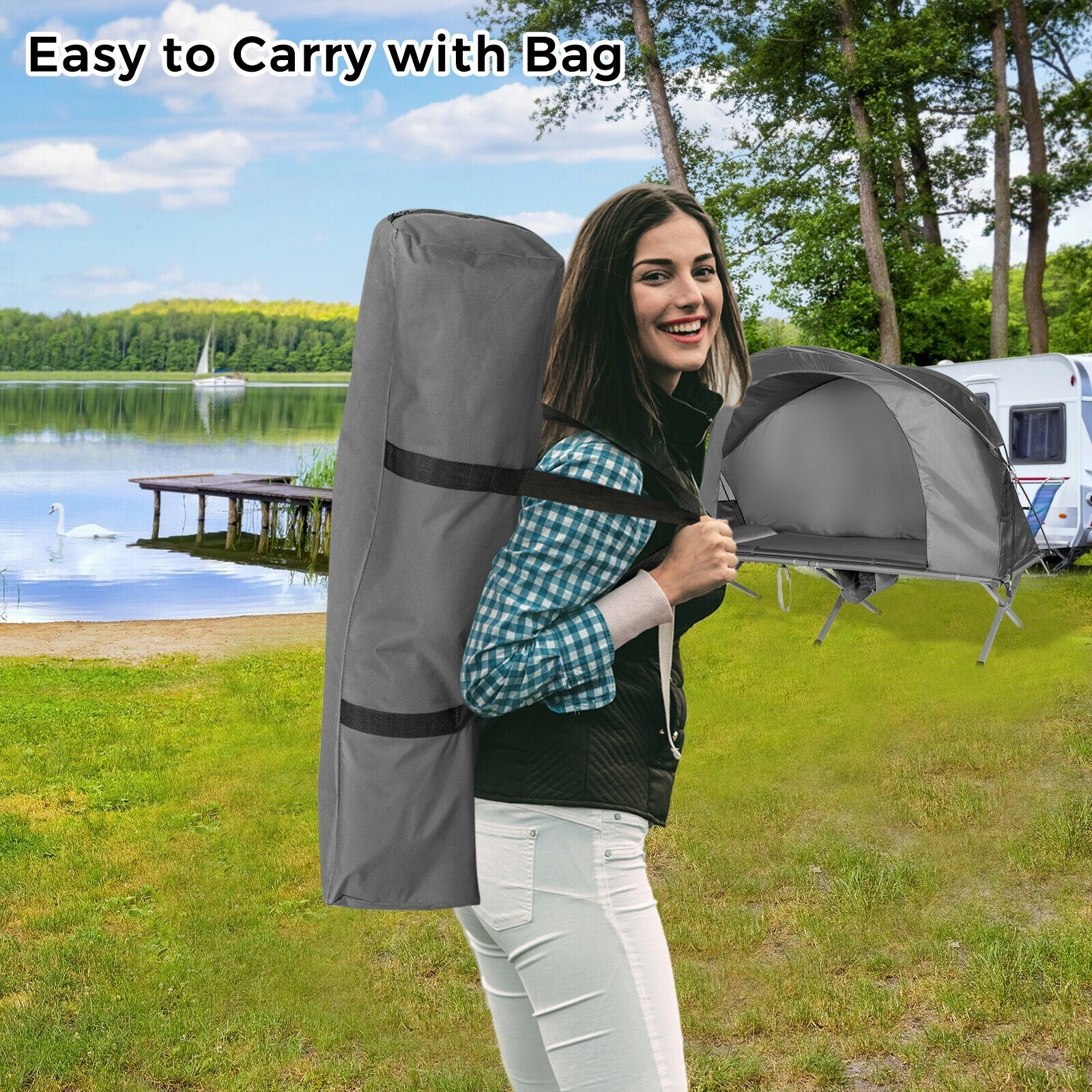 2-Person Outdoor Camping Tent with External Cover