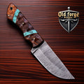 Custom Handmade Damascus Knofe Hunting Knife with Rosewood Handle OLD FORGE BLADES
