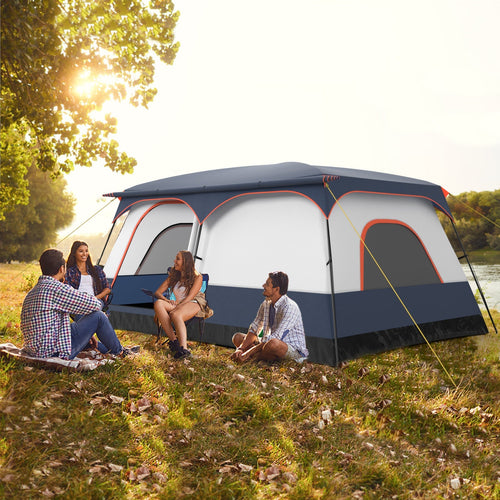8-10 Person Camping Tent with Double Rooms and 2 Doors GemGear