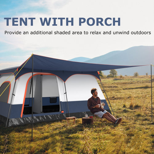 8-10 Person Camping Tent with Double Rooms and 2 Doors GemGear