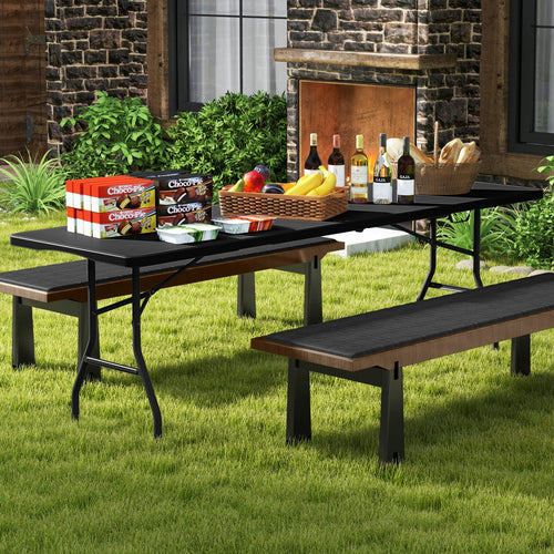 8 ft Portable Folding Table 350 LBS Fold-in-Half Table with HDPE Tabletop GemGear