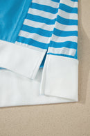Light Blue Flag Print Patchwork Colorblock July 4th T Shirt I am a Fashion Junky