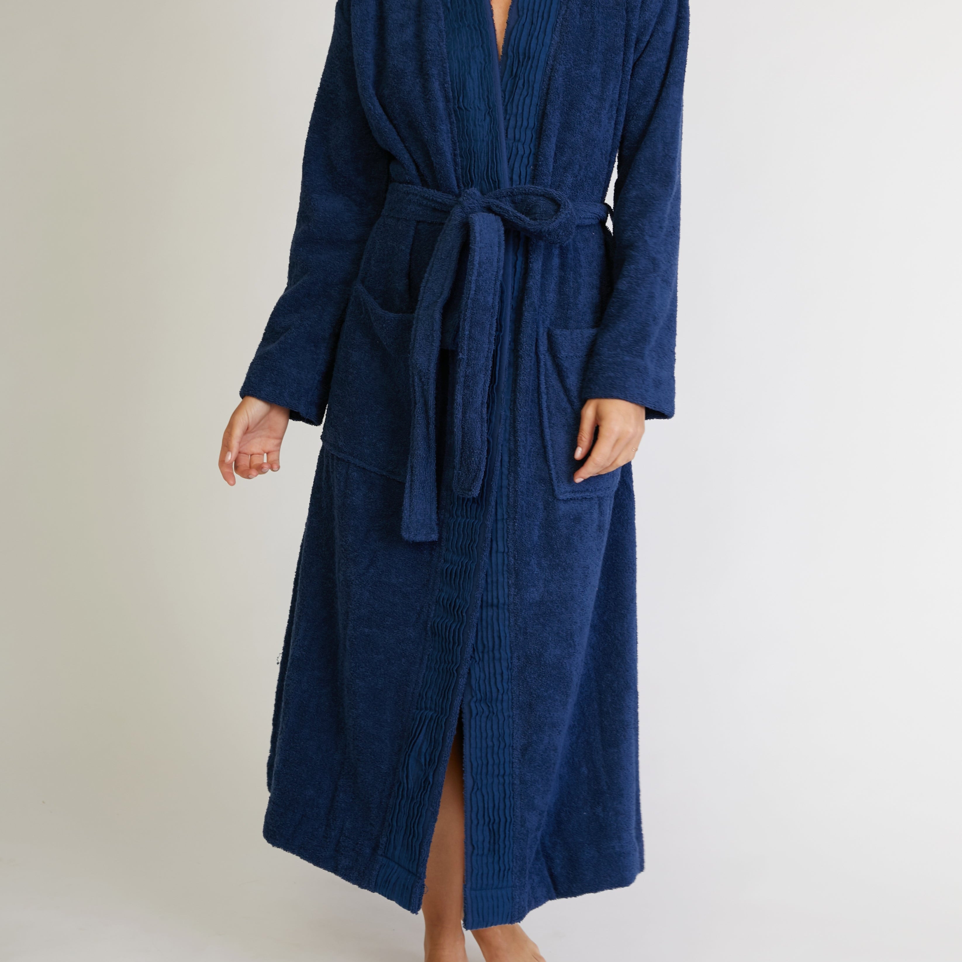 Turkish Cotton Terry Cloth Pleated Bathrobe Pure Fiber