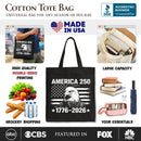America 250 Freedom Flag Eagle Tote Bag, 4th of July USA Patriotic 1776–2026 Gift Shopper OrnamentallyYou