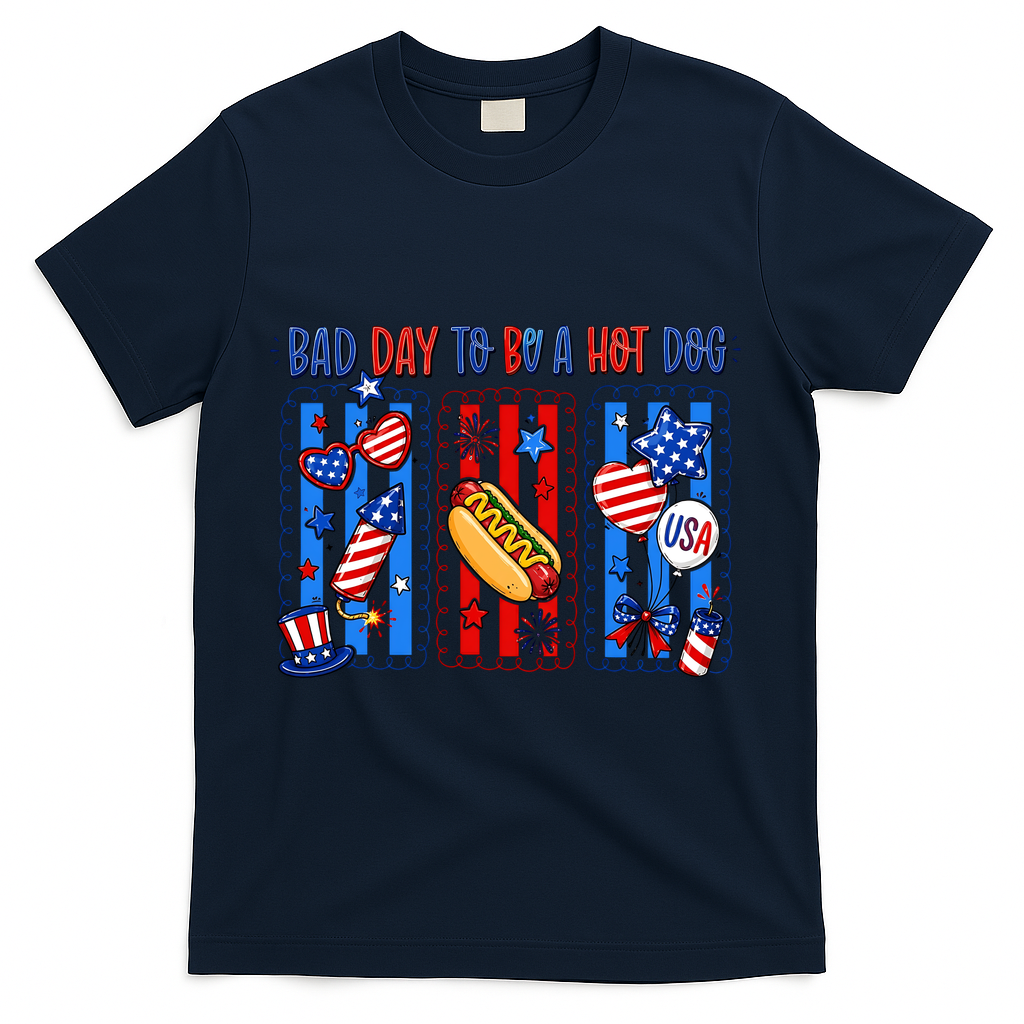 Bad Day To Be A Hot Dog July 4th Funny T-Shirt Mood Vibes Tees - Express Your Mood, Wear Your Style