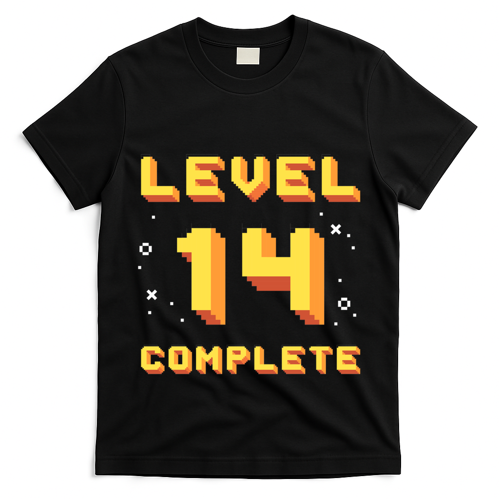 Born In 2007 Level 14 Complete 14th Birthday Retro Gaming Gift T-Shirt Mood Vibes Tees - Express Your Mood, Wear Your Style
