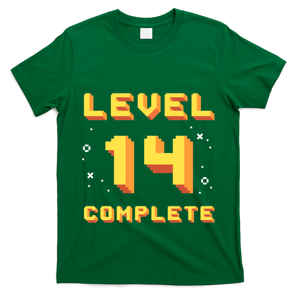 Born In 2007 Level 14 Complete 14th Birthday Retro Gaming Gift T-Shirt Mood Vibes Tees - Express Your Mood, Wear Your Style