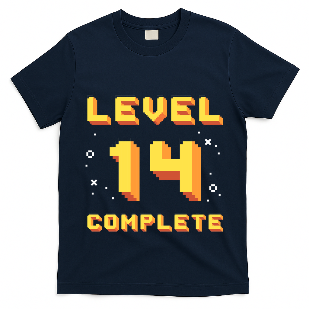 Born In 2007 Level 14 Complete 14th Birthday Retro Gaming Gift T-Shirt Mood Vibes Tees - Express Your Mood, Wear Your Style