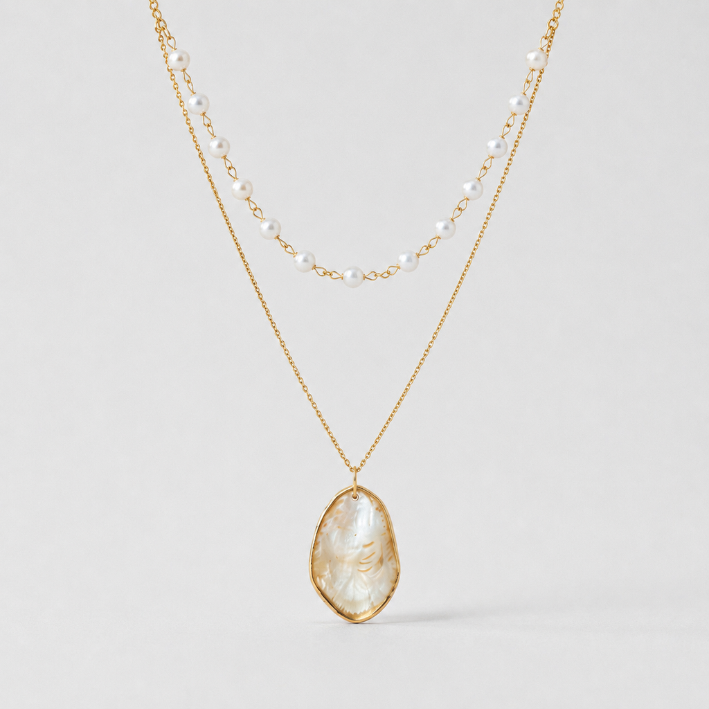 Tulum Layered Necklace Ostella Shells