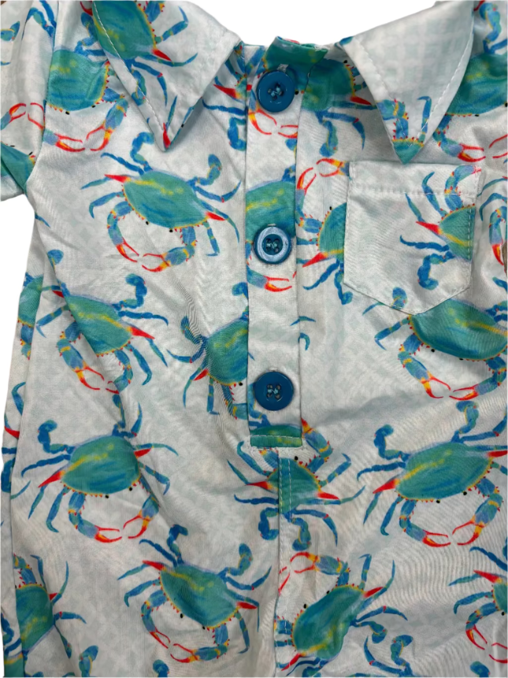 Aqua Crab Polo Romper Jolie & Jax Boutique