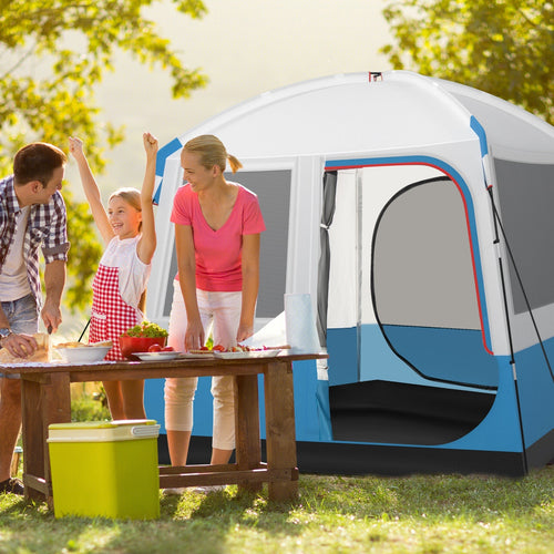 5 Person Camping Tent with Mesh Windows and Carrying Bag for Camping Hiking Traveling-White GemGear