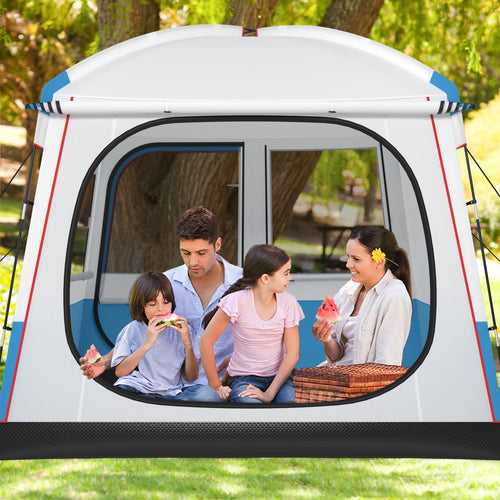 5 Person Camping Tent with Mesh Windows and Carrying Bag for Camping Hiking Traveling-White GemGear