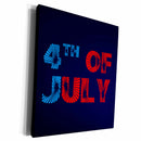3dRose Fourth 4th of July colorful text, blue background - Museum Grade Canvas Wrap (cw_285914) 3dRose