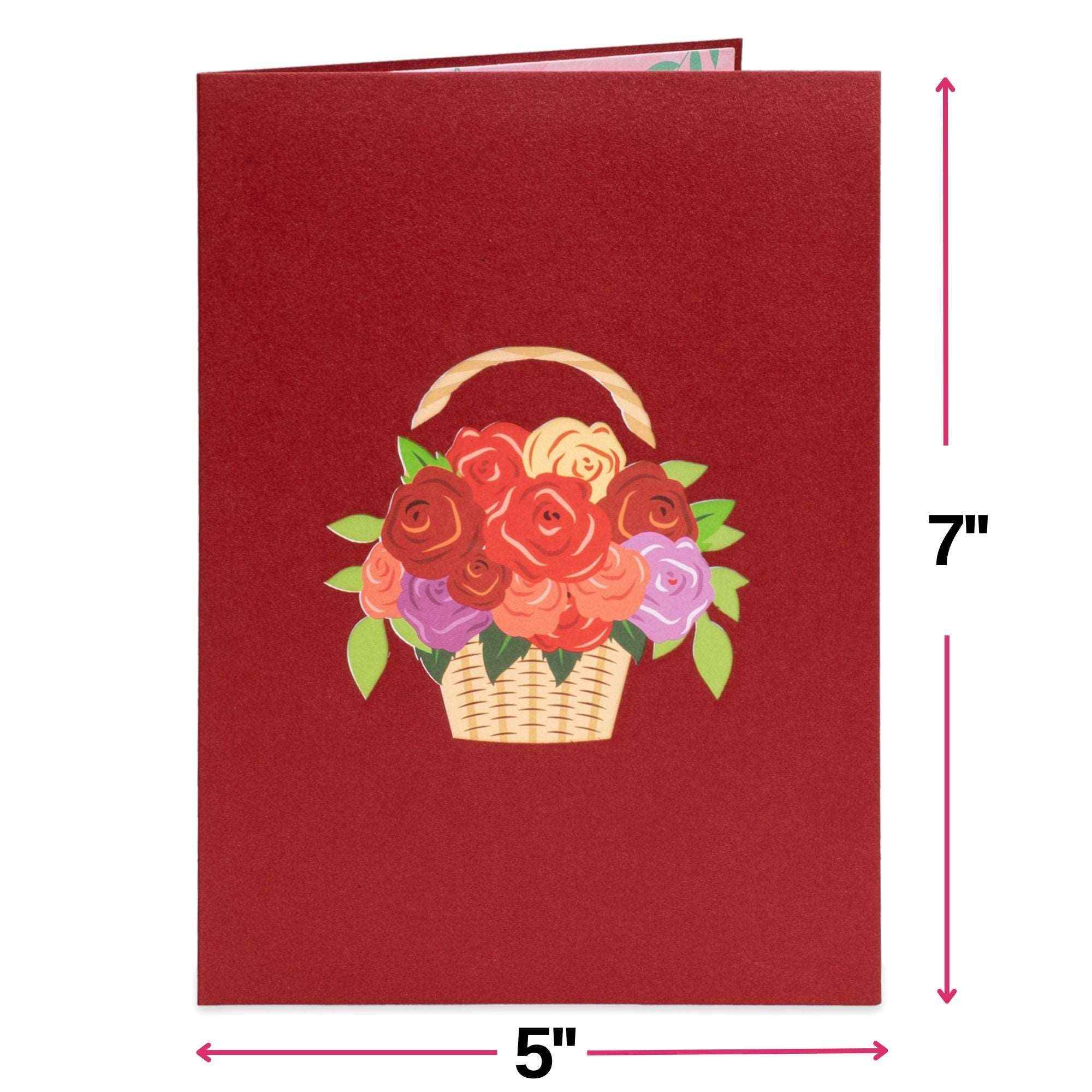 Basket of Roses Pop Up Card - 5"x7"