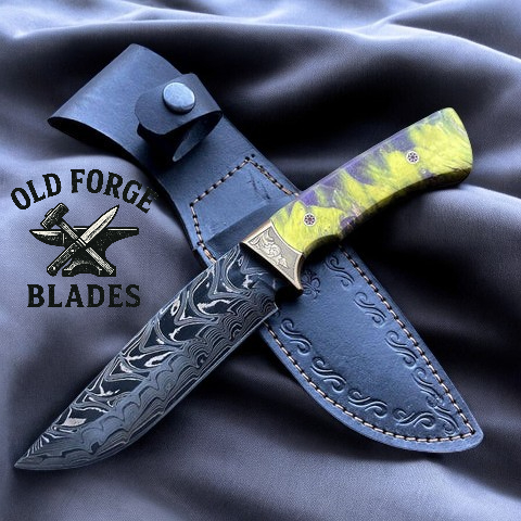 Custom Handmade Blade Damascus Steel Hunting Knife OLD FORGE BLADES