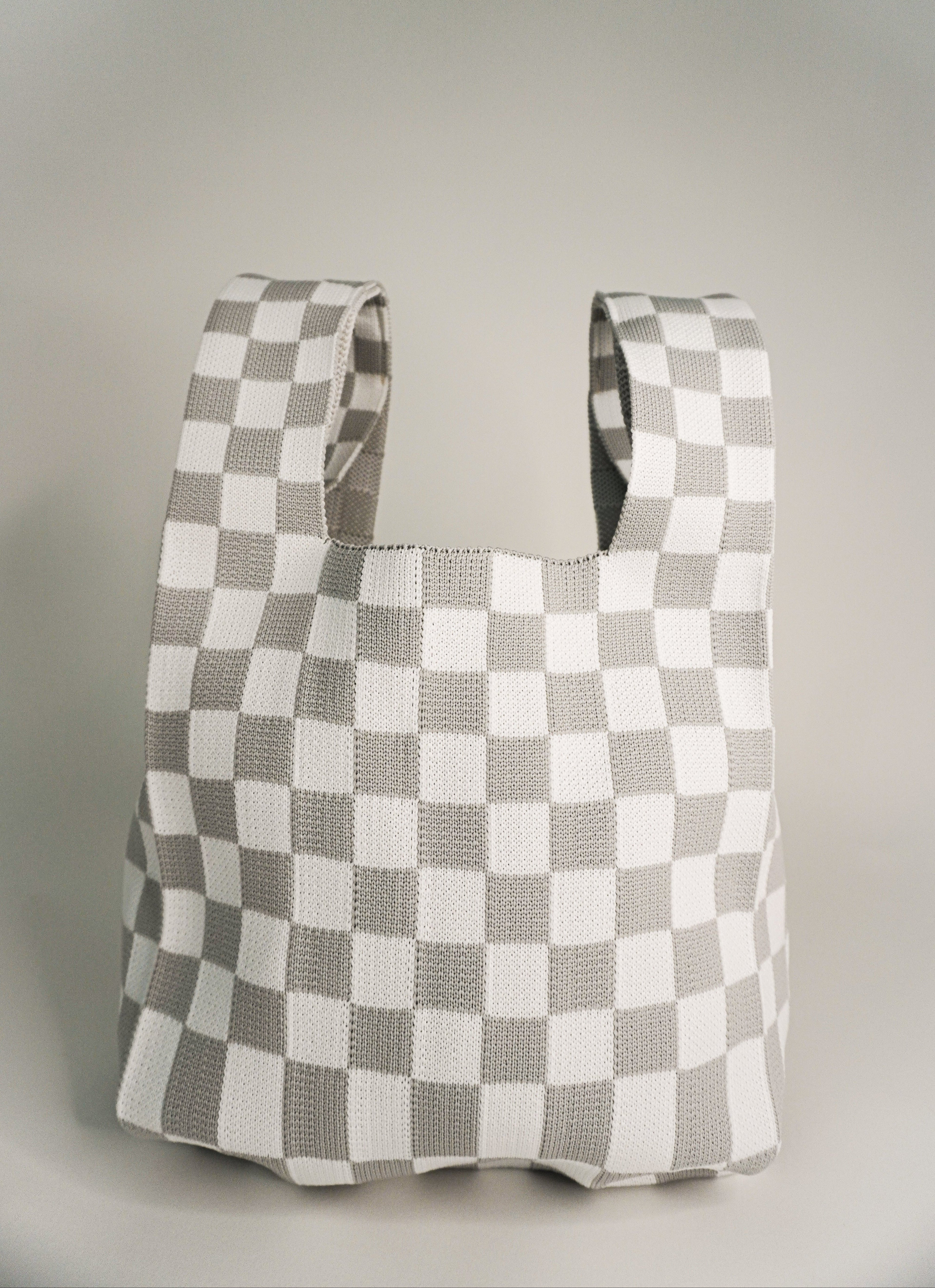 Classic Checkered Grey Handbag A Bag Concept