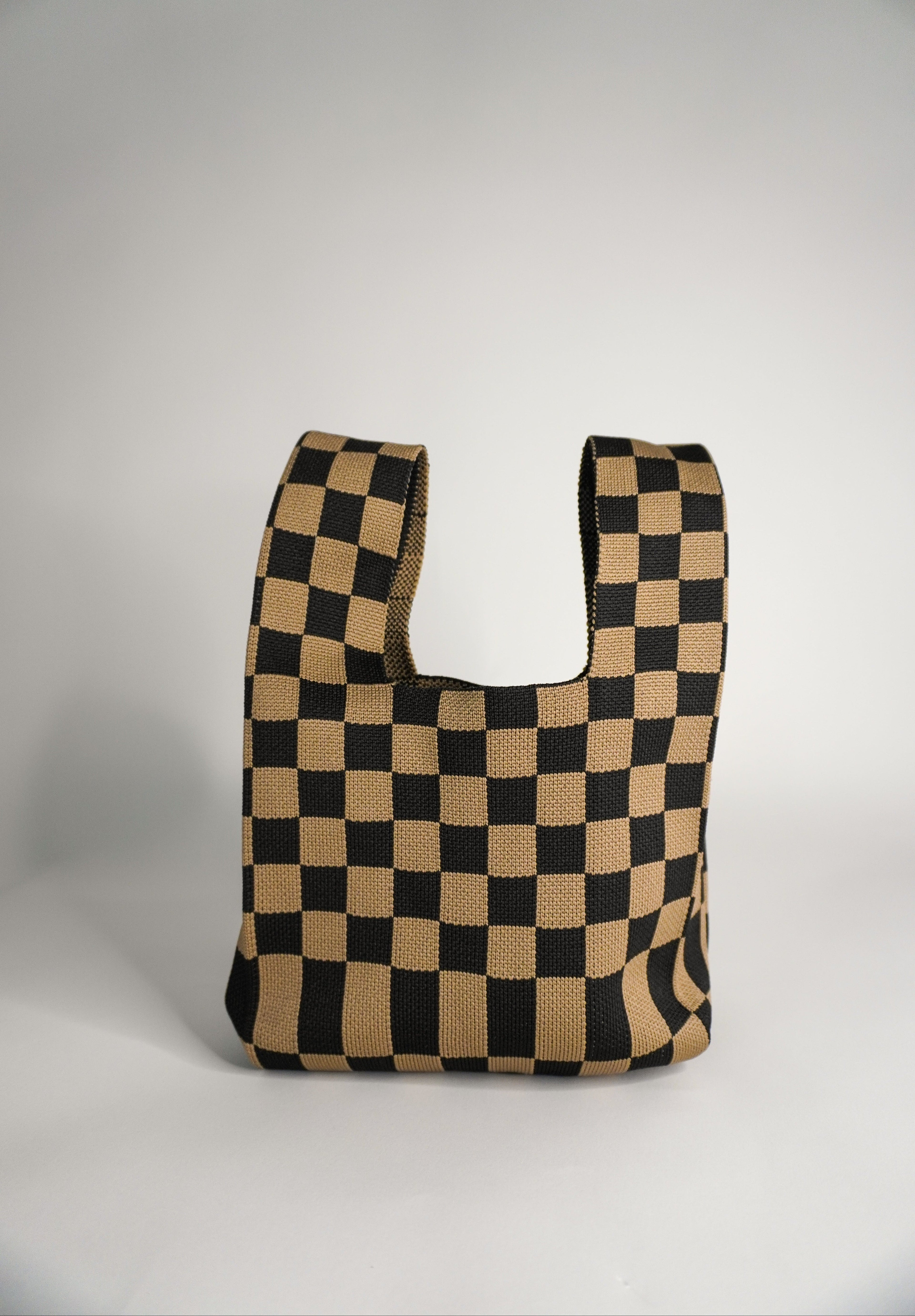 Classic Checkered Brown Handbag A Bag Concept