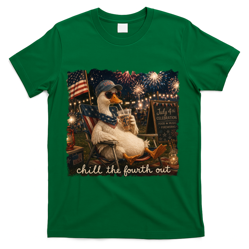 Funny Chill The Fourth Out 4th Of July Goose T-Shirt Mood Vibes Tees - Express Your Mood, Wear Your Style