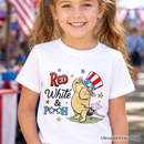 Kids Red White & Proud Winnie-the-Pooh T-Shirt, 1926 A.A. Milne Youth Patriotic 4th of July Tee OrnamentallyYou