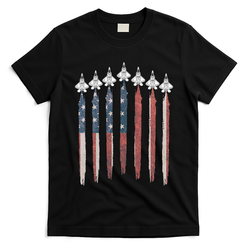 F22 Raptor Fighter Jet USA Flag Airplane F22 4th Of July T-Shirt Mood Vibes Tees - Express Your Mood, Wear Your Style