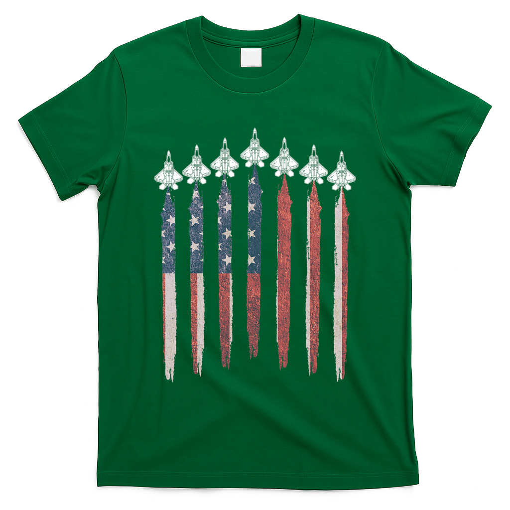 F22 Raptor Fighter Jet USA Flag Airplane F22 4th Of July T-Shirt Mood Vibes Tees - Express Your Mood, Wear Your Style