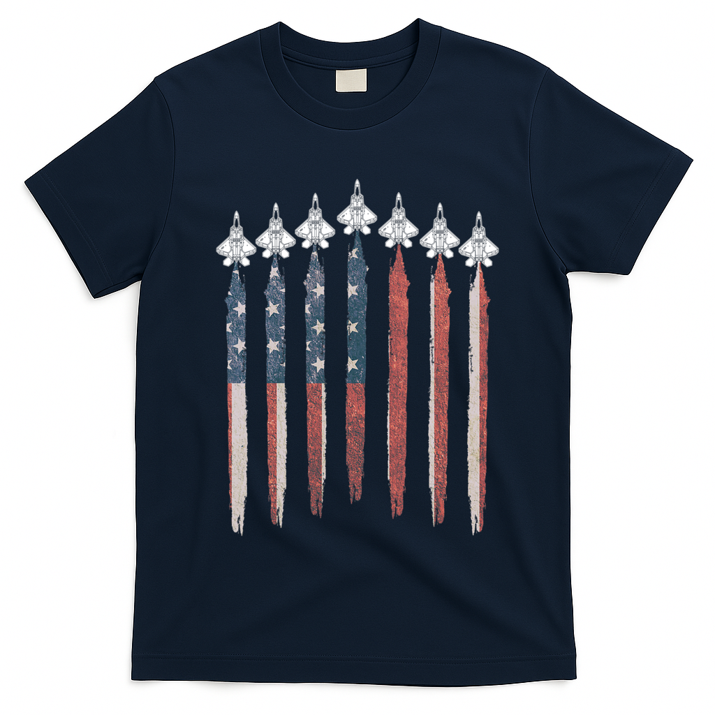 F22 Raptor Fighter Jet USA Flag Airplane F22 4th Of July T-Shirt Mood Vibes Tees - Express Your Mood, Wear Your Style