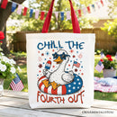 Chill The Fourth Out Goose Canvas Tote Bag, Funny Patriotic 4th of July Gift Shopper OrnamentallyYou