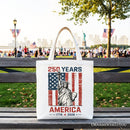 Statue of Liberty America Flag 250 Years Tote Bag, 4th of July USA Patriotic 1776–2026 Gift Shopper OrnamentallyYou