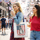 Statue of Liberty America Flag 250 Years Tote Bag, 4th of July USA Patriotic 1776–2026 Gift Shopper OrnamentallyYou