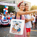 Chill The Fourth Out Goose Canvas Tote Bag, Funny Patriotic 4th of July Gift Shopper OrnamentallyYou