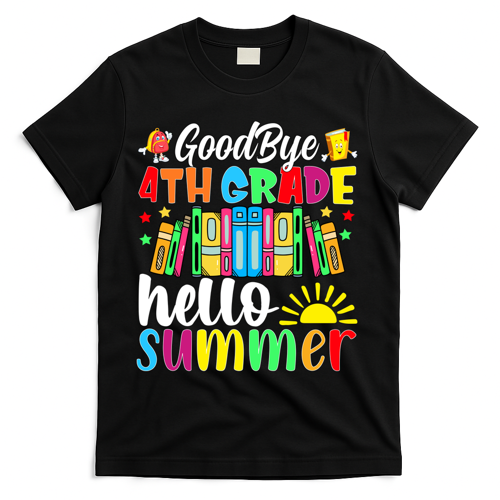 Goodbye 4th Grade Hello Summer Last Day Of School T-Shirt Mood Vibes Tees - Express Your Mood, Wear Your Style