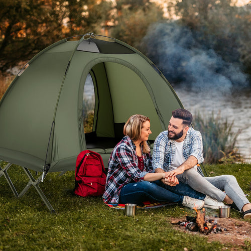 2-Person Camping Cot Tent Foldable Off-Ground Camping Combo for Adults GemGear