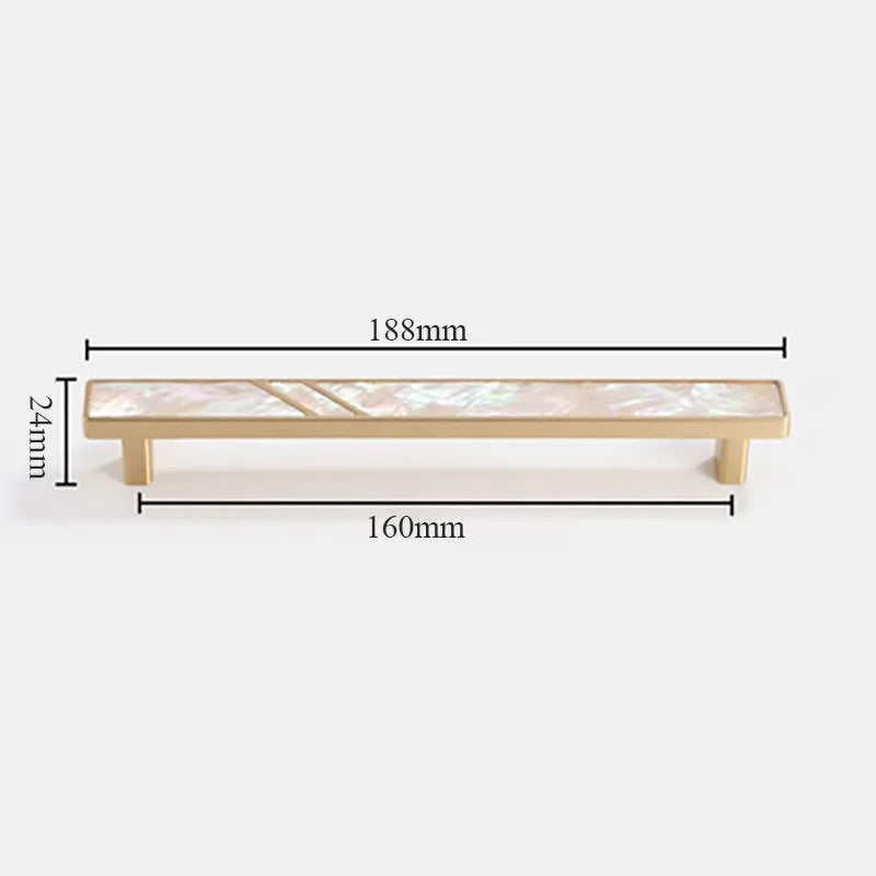 Brass Furniture Handle with Natural Shell – Modern Wardrobe, Drawer, and Dresser Knobs Dlight Decor