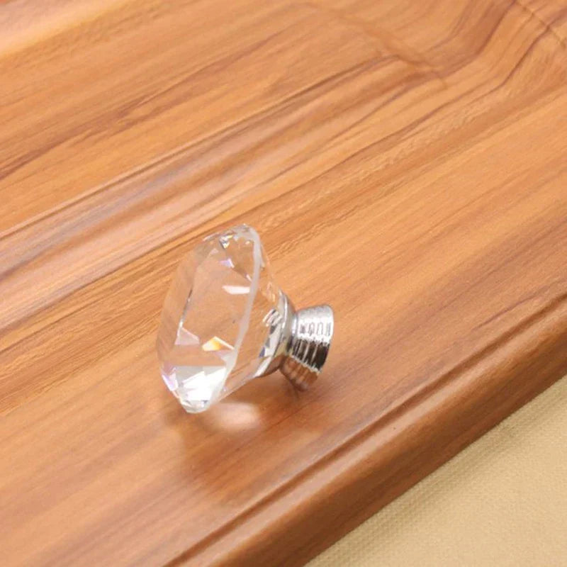 Round Cut Crystal Ball Knobs – Polished Chrome Cabinet Handles in 30mm, 40mm, 50mm (Clear, Pink, Blue, Green, Amber) Dlight Decor