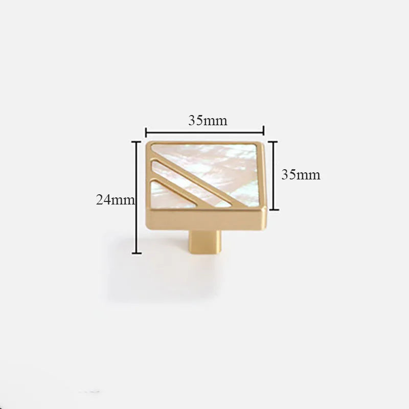 Brass Furniture Handle with Natural Shell – Modern Wardrobe, Drawer, and Dresser Knobs Dlight Decor