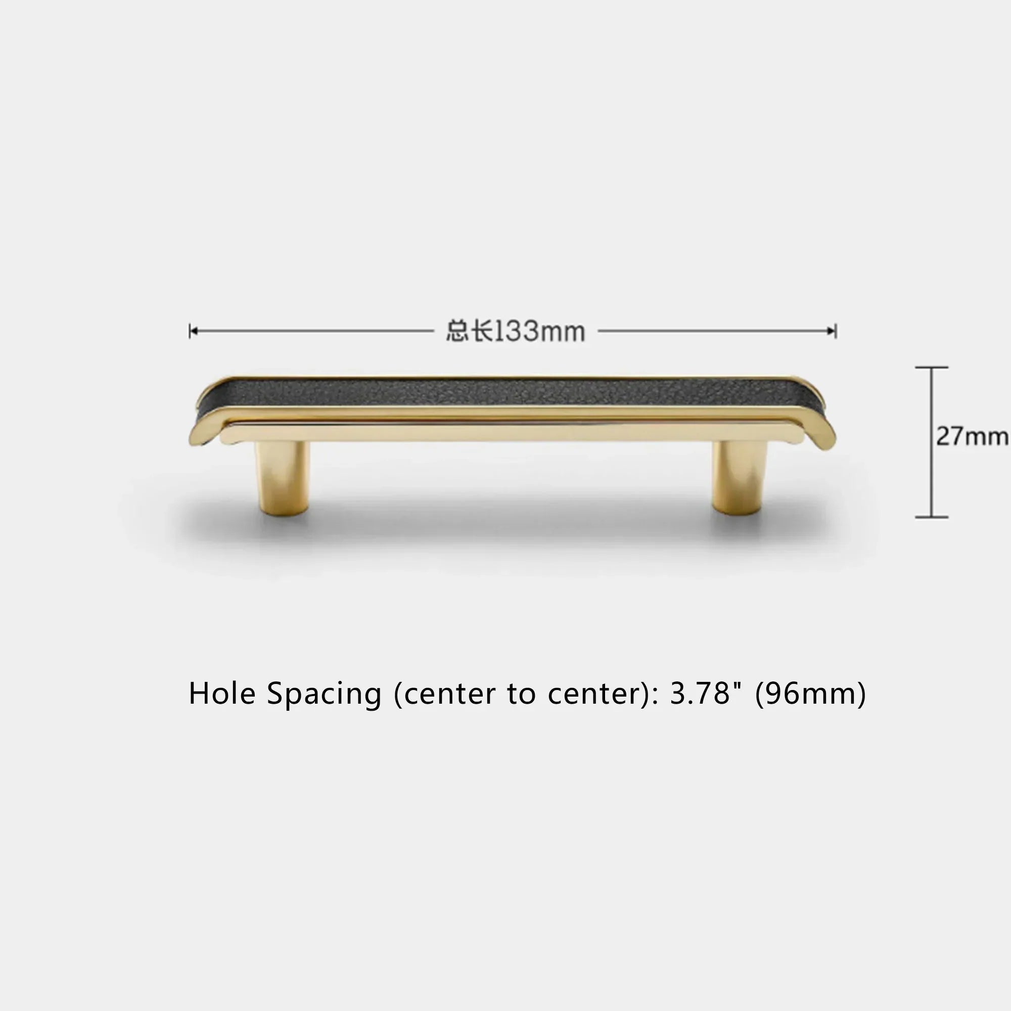 Black Leather and Gold Zinc Alloy Cabinet Handle – Luxury Drawer Pull for Wardrobes and Dressers (128mm) Dlight Decor