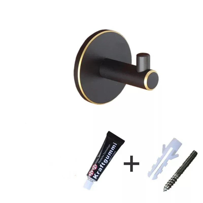 Brass Wall Hook – Gold and Black Towel Hanger for Bathroom, Kitchen, and Bedroom Storage Dlight Decor