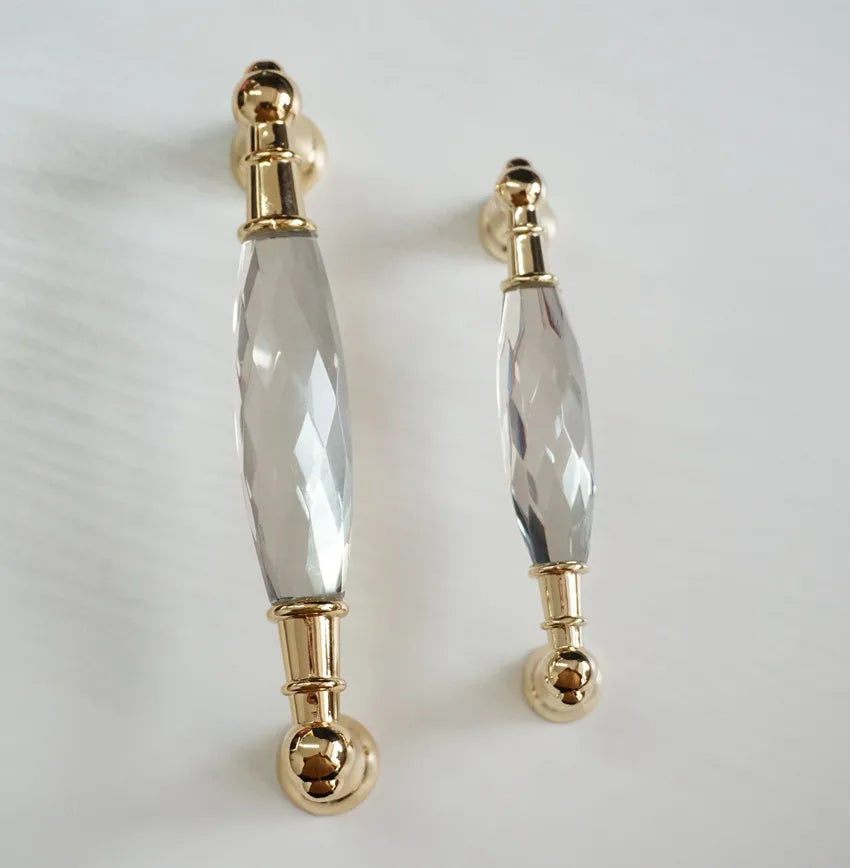 Modern Crystal Glass Drawer Handles – Gold and Black Cabinet Pulls for Dressers and Cupboards (96mm/128mm) Dlight Decor